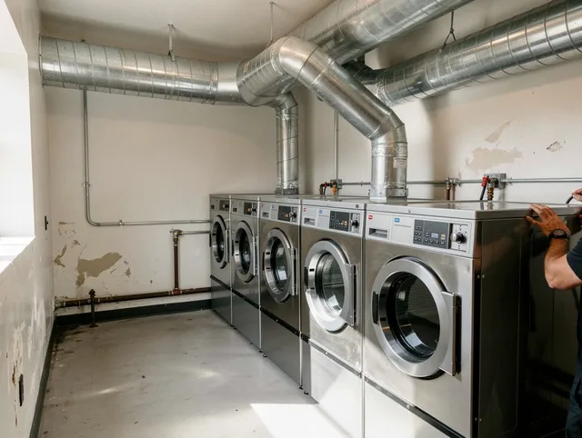 Lake Wylie Dryer Vent Cleaning team performing large-scale commercial dryer vent cleaning in Lake Wylie