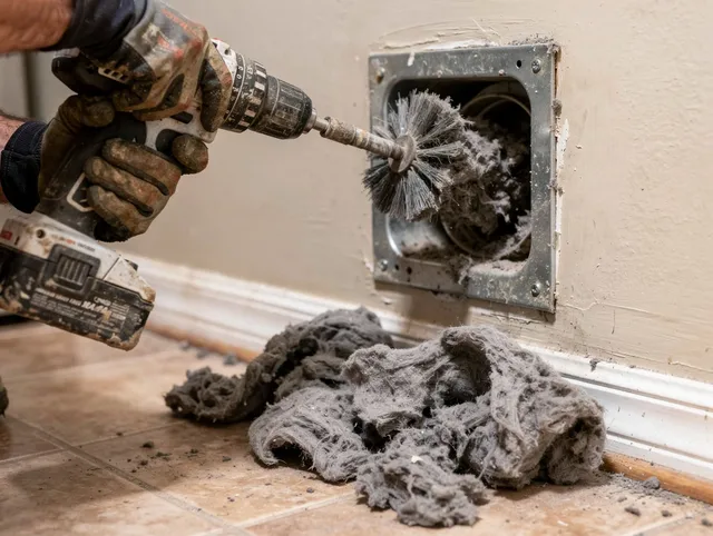 Certified Lake Wylie Dryer Vent Cleaning technician performing dryer vent cleaning in Lake Wylie