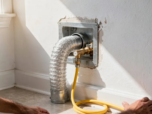 Lake Wylie Dryer Vent Cleaning certified technician performing specialized gas dryer vent cleaning in Lake Wylie